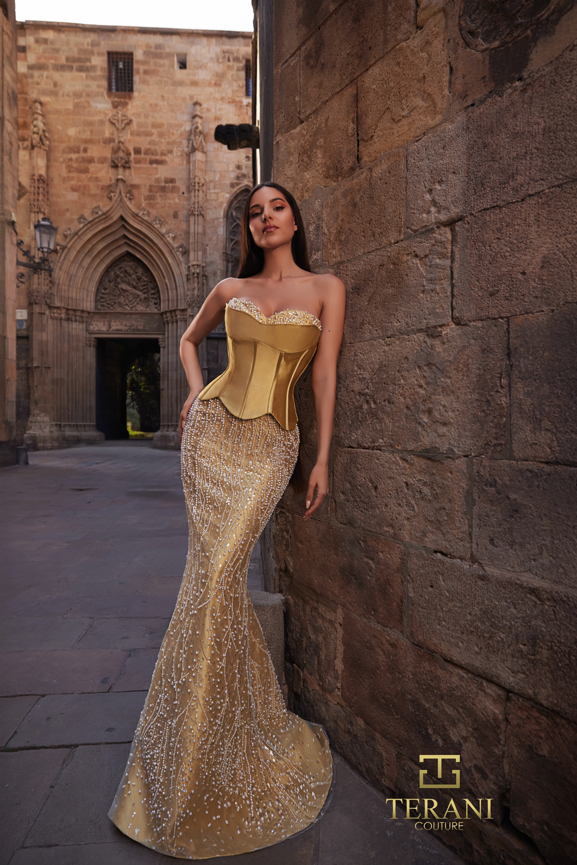 Terani Couture 261E6238 - Beaded Sweetheart Corset Mermaid Gown
