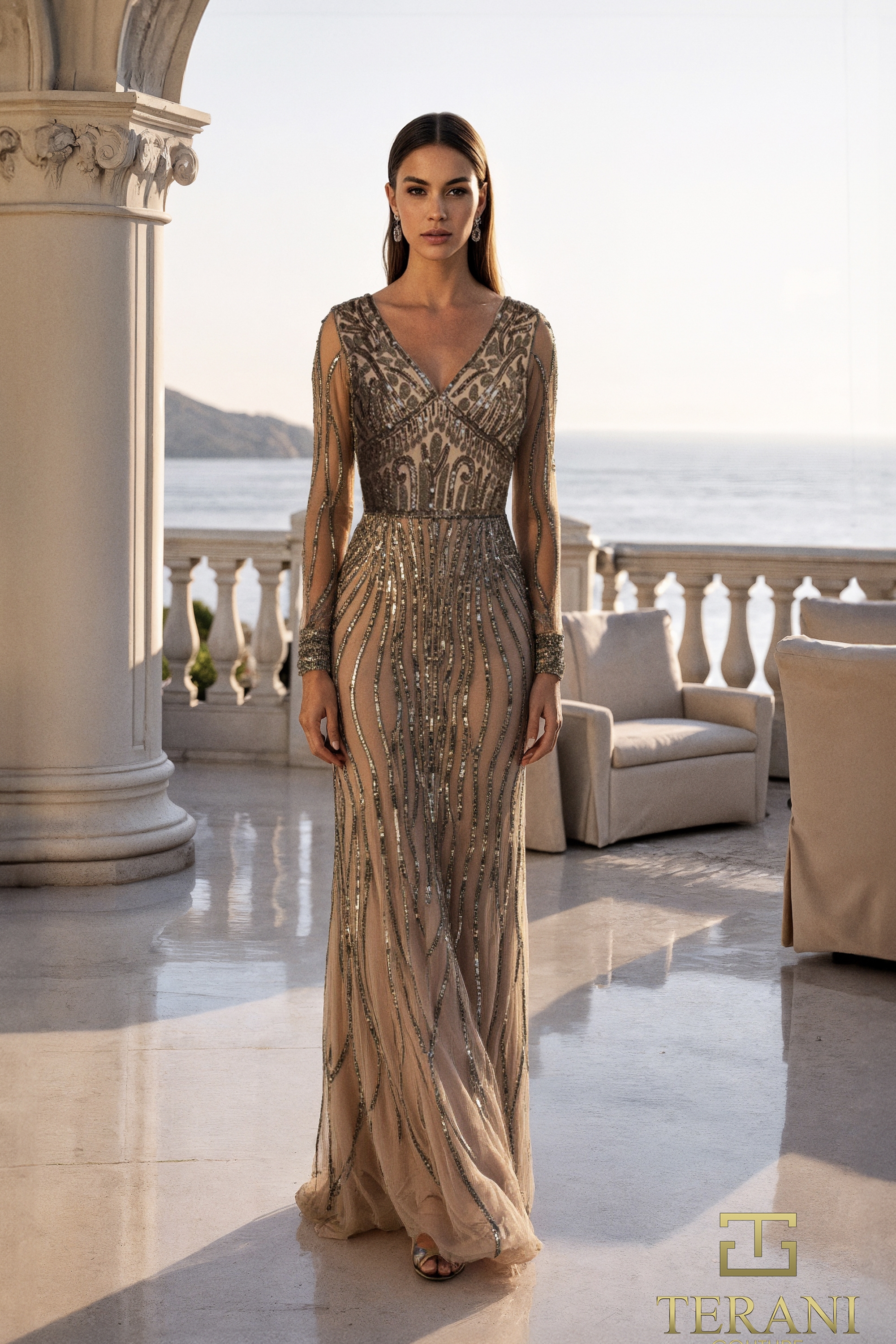 Terani Couture 261M6727 Champagne/Silver Mother of the Bride Dress