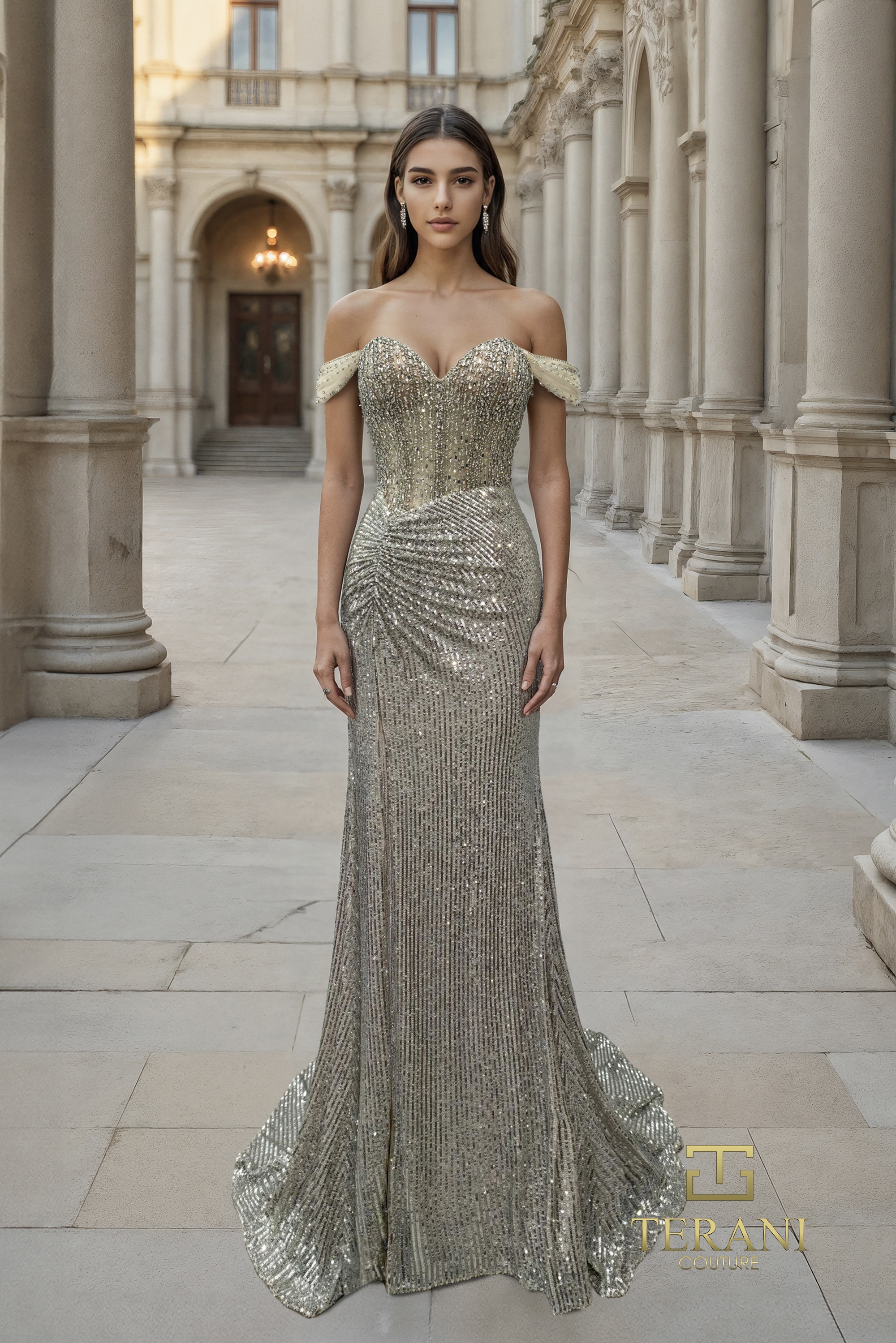 Terani Couture 261P6106 Silver Prom Gown thumbnail 2